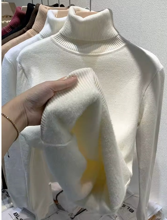 Womens Fleeced Turtleneck Sweater