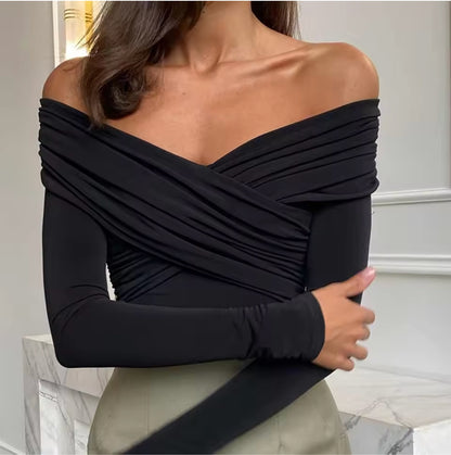 Off-Shoulder Crossed Shirt Womens